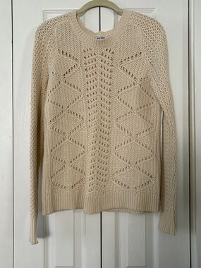 Old Navy Cream Open-Stitch Diamond Cable Crewneck Sweater